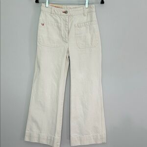 Victoria Beckham Cream Flare & Wide Leg Jeans